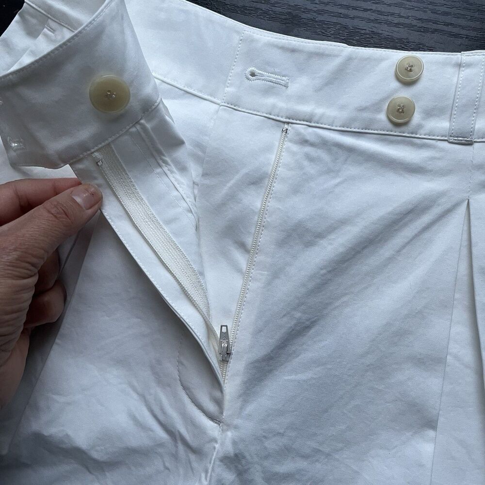 Jenni Kayne Newport Poplin Shorts White Sz 0 Cotton High Rise Pleated Wide Leg - Picture 7 of 13